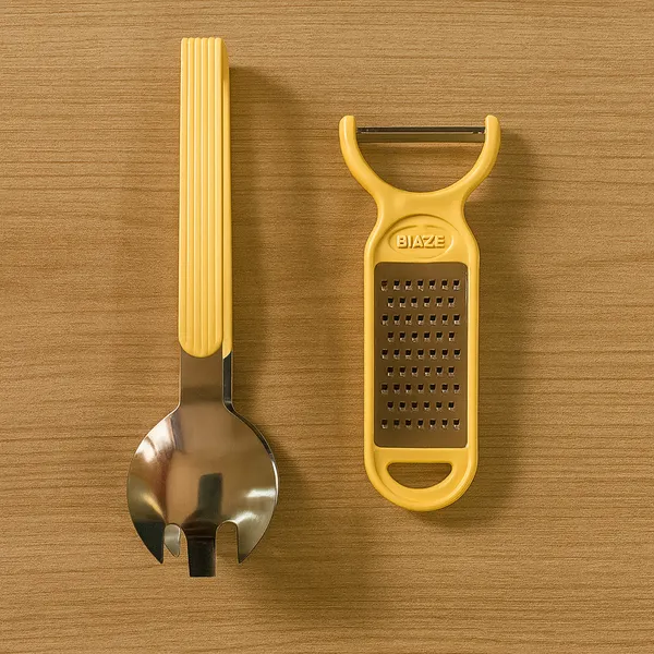 Yellow_Premium_Veg_Swivel_Peeling_Knife_&_Salad_Bread_Tong_Combo_Set_(Pack_Of_2)