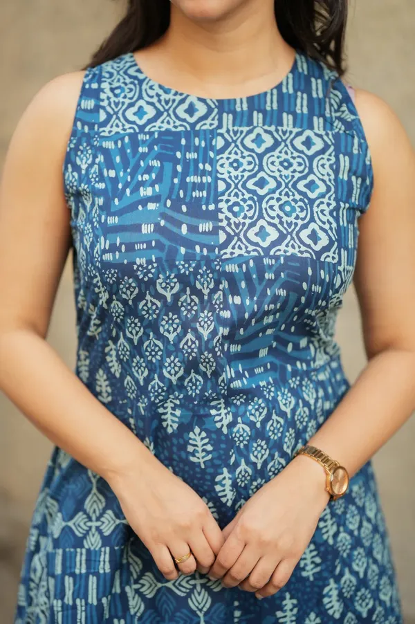 Printed_Cotton_Blue_Kurti_Plazo_Set