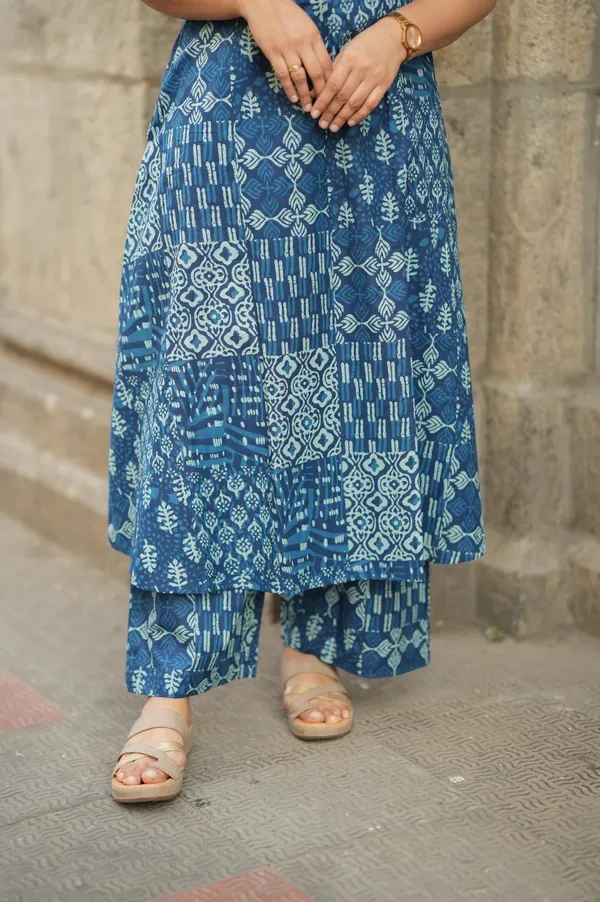 Printed_Cotton_Blue_Kurti_Plazo_Set