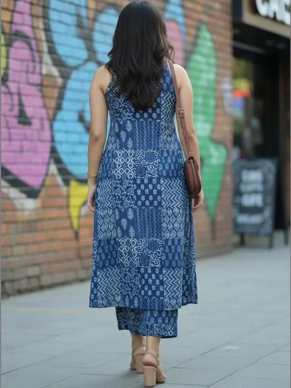 Printed_Cotton_Blue_Kurti_Plazo_Set