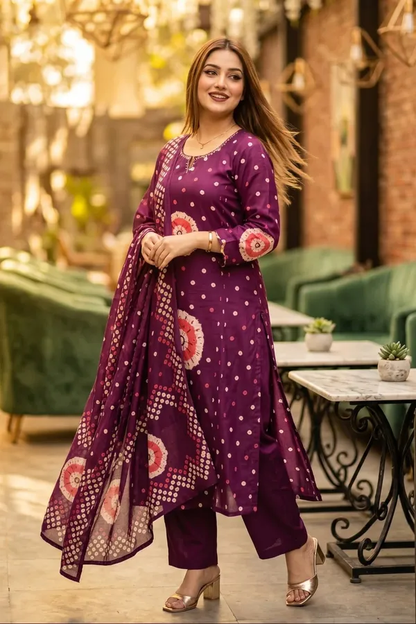 Fuschia_Shine_Cotton_Kurti_Set
