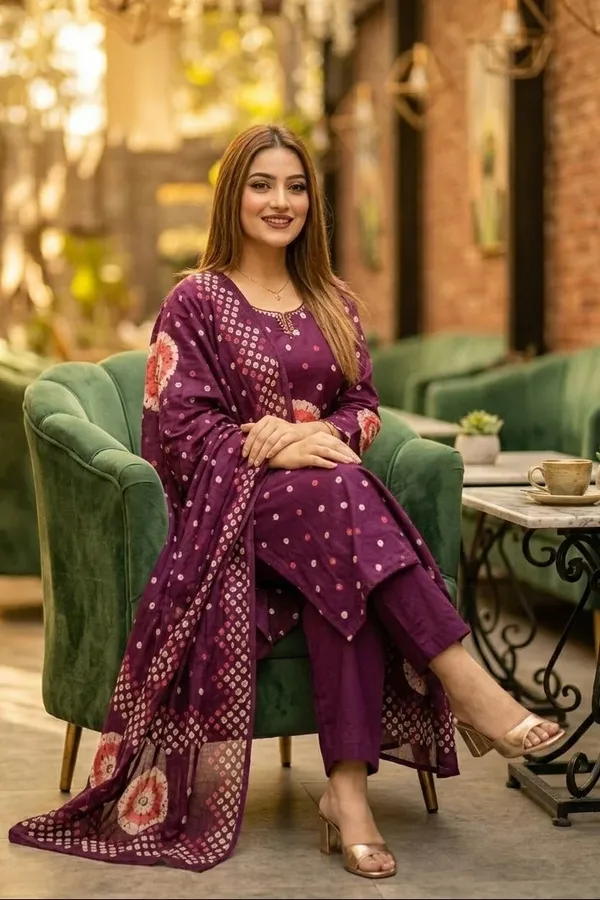 Fuschia_Shine_Cotton_Kurti_Set