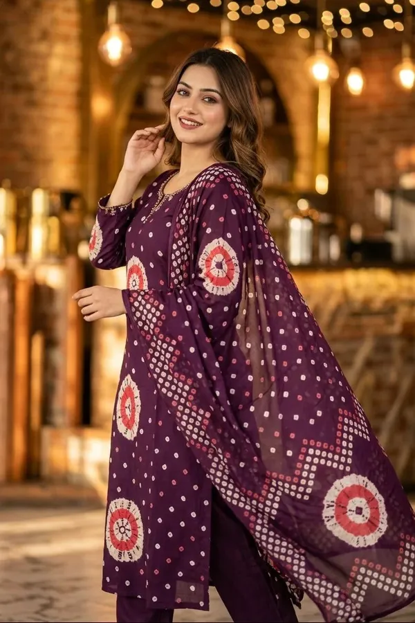 Fuschia_Shine_Cotton_Kurti_Set