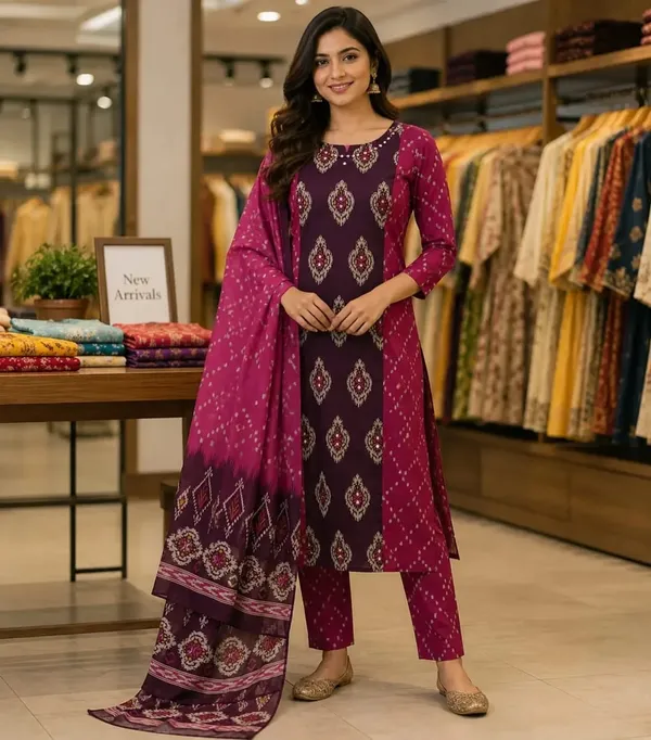 Jaipur_Wine_Ethnic_Printed_Kurta_Pant_&_Dupatta_Set