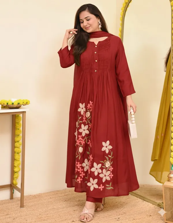 Maroon_Floral_Embroidered_Anarkali_Suit_Set