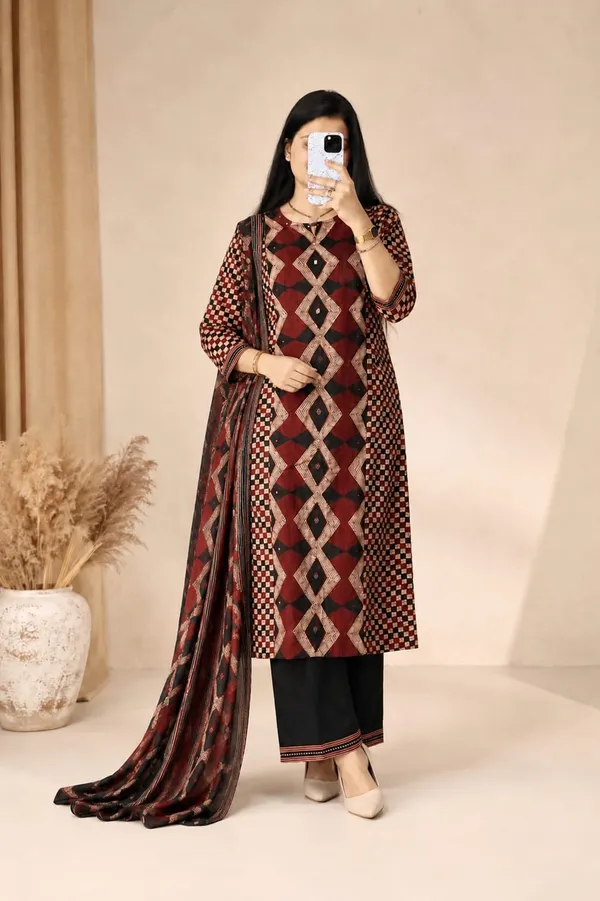 Maroon_Geometric_Printed_Kurta_Set_with_Dupatta