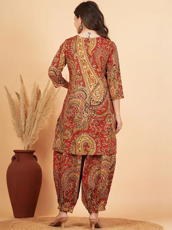 Maroon_Paisley_Printed_Kurta_with_Patiala_Pants_Set