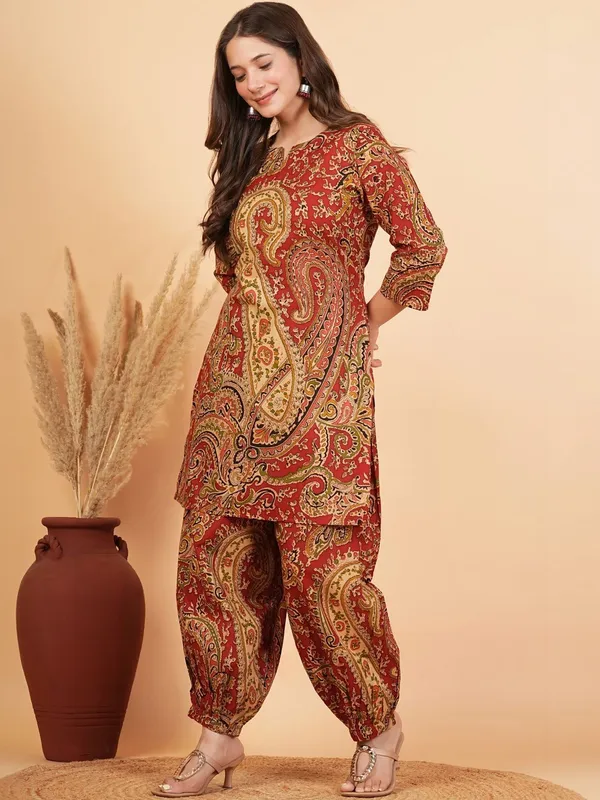 Maroon_Paisley_Printed_Kurta_with_Patiala_Pants_Set