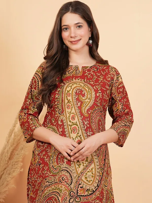 Maroon_Paisley_Printed_Kurta_with_Patiala_Pants_Set