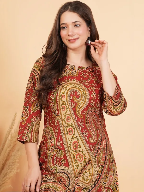 Maroon_Paisley_Printed_Kurta_with_Patiala_Pants_Set