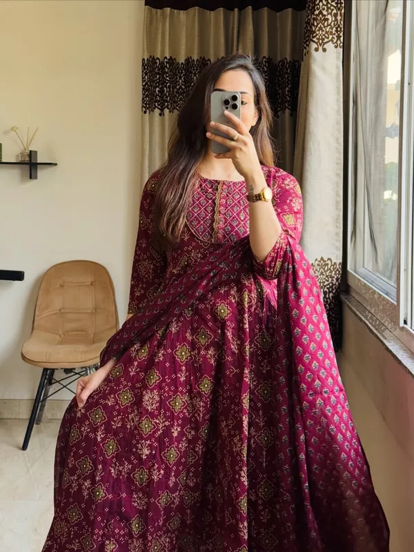 Maroon_Printed_Cotton_Anarkali_Kurta_Set_with_Dupatta_&_Pants
