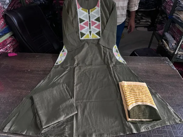 Olive_Green_Embroidered_Kurta_Set_with_Printed_Dupatta