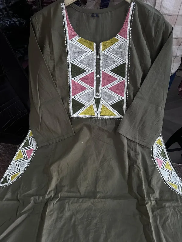 Olive_Green_Embroidered_Kurta_Set_with_Printed_Dupatta
