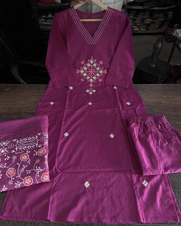 Royal_Plum_Embroidered_Kurta_Set_with_Printed_Dupatta