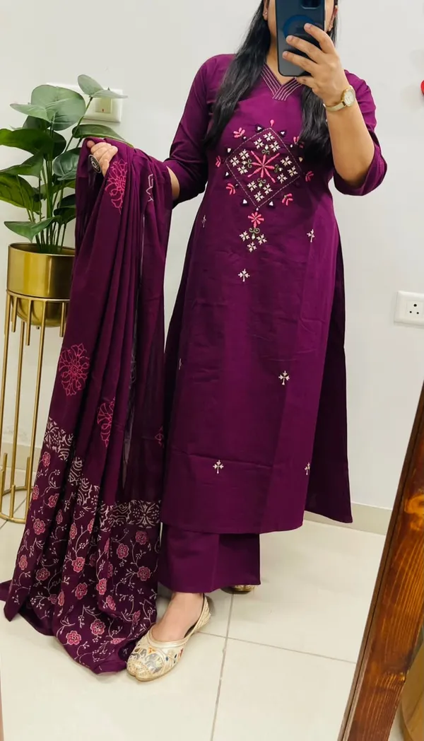 Royal_Plum_Embroidered_Kurta_Set_with_Printed_Dupatta