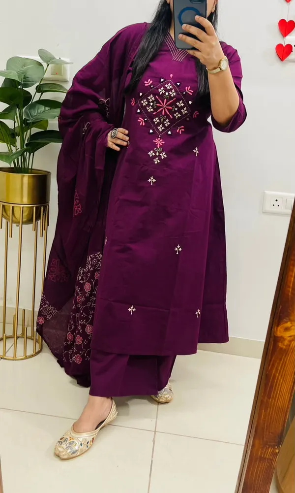 Royal_Plum_Embroidered_Kurta_Set_with_Printed_Dupatta