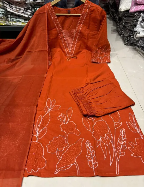 Rust_Orange_Embroidered_Cotton_Kurta_Set_with_Dupatta