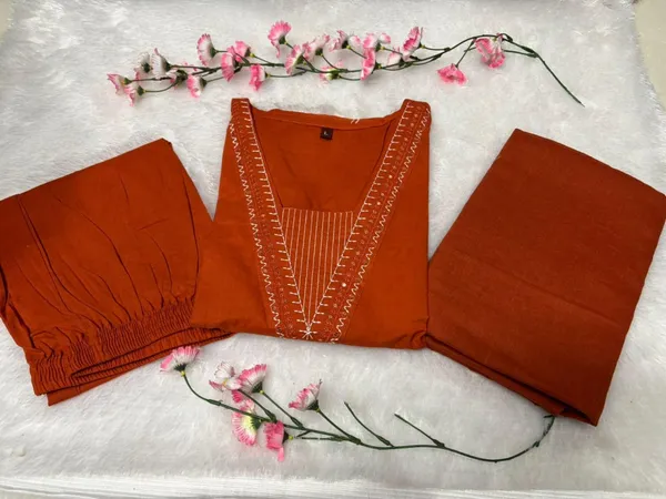 Rust_Orange_Embroidered_Cotton_Kurta_Set_with_Dupatta