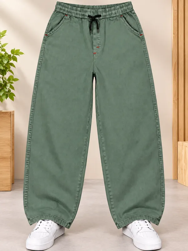 Boys_Green_Denim_4_Pocket_Baggy_Jeans_|_Korean_Fit_|_Elastic_Waist_Drawstring_|_Loose_Fit_Casual_Jeans_for_Kids