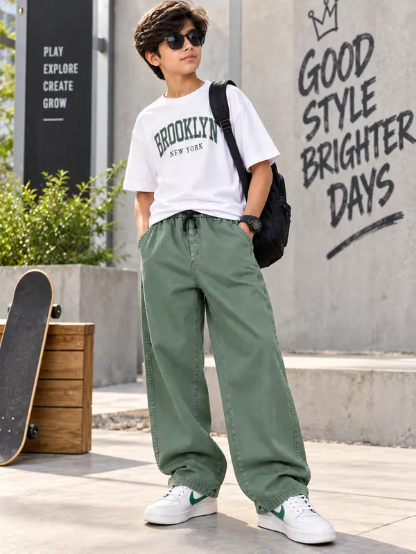 Boys_Green_Denim_4_Pocket_Baggy_Jeans_|_Korean_Fit_|_Elastic_Waist_Drawstring_|_Loose_Fit_Casual_Jeans_for_Kids