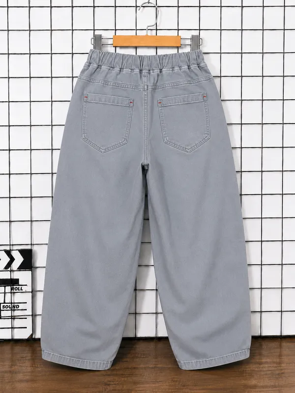 Boys_Light_Grey_Baggy_Fit_Denim_Jeans_|_Korean_Style_Loose_Fit_Elastic_Waist_Drawstring_Full_Length_Casual_Cotton_Denim_Pants