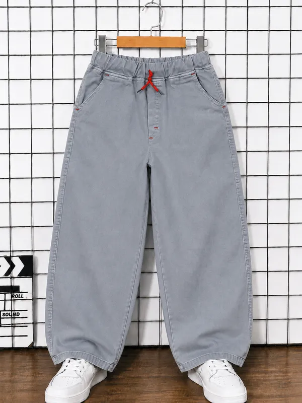 Boys_Light_Grey_Baggy_Fit_Denim_Jeans_|_Korean_Style_Loose_Fit_Elastic_Waist_Drawstring_Full_Length_Casual_Cotton_Denim_Pants