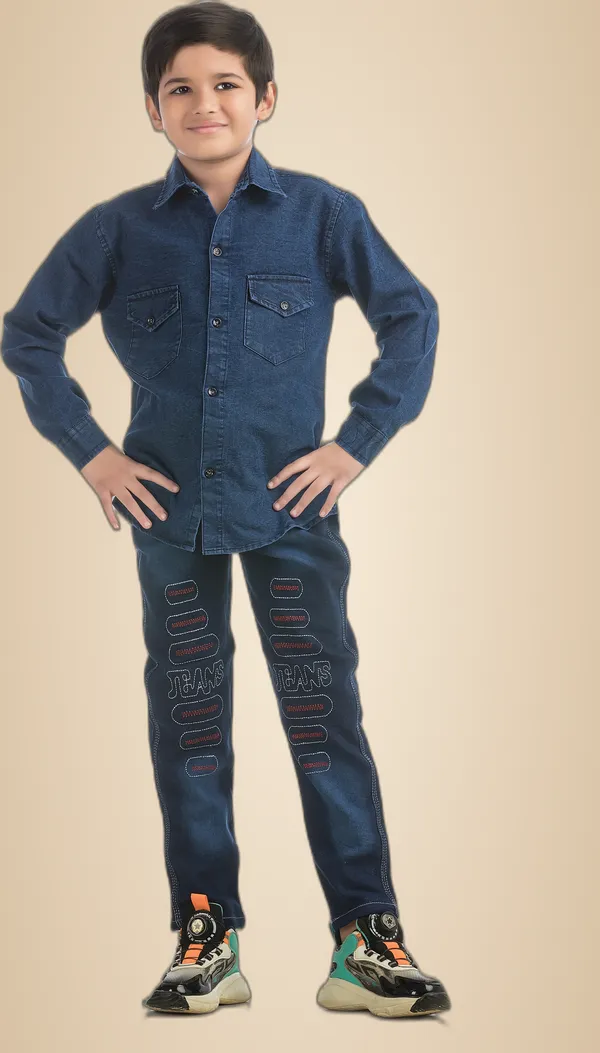 Dark_Blue_Cotton_Shirt_Pant_Combo_For_Kids