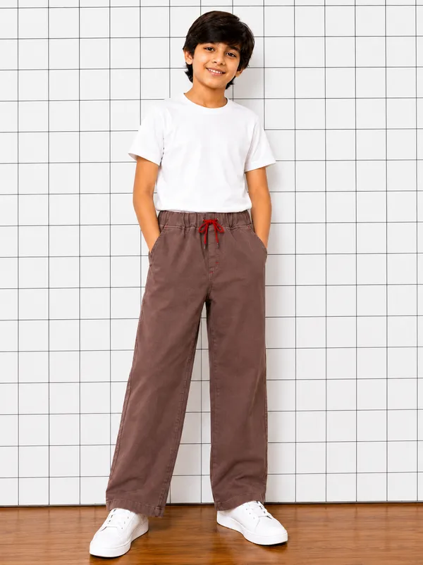 Boys_Brown_Baggy_Fit_Denim_Jeans_|_Korean_Style_Loose_Fit_Elastic_Waist_Drawstring_Full_Length_Casual_Cotton_Denim_Pants