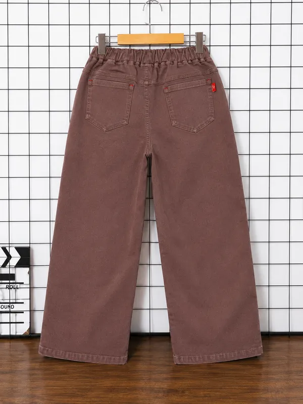 Boys_Brown_Baggy_Fit_Denim_Jeans_|_Korean_Style_Loose_Fit_Elastic_Waist_Drawstring_Full_Length_Casual_Cotton_Denim_Pants
