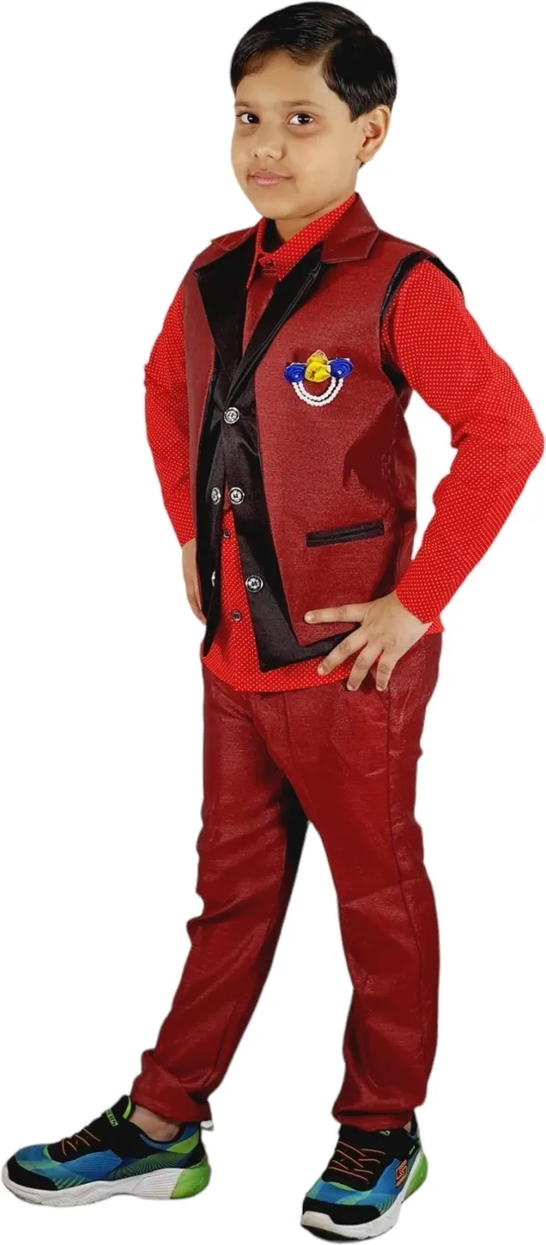 Maroon_Cotton_Blazer_Shirt_Trouser_Set_For_Kids