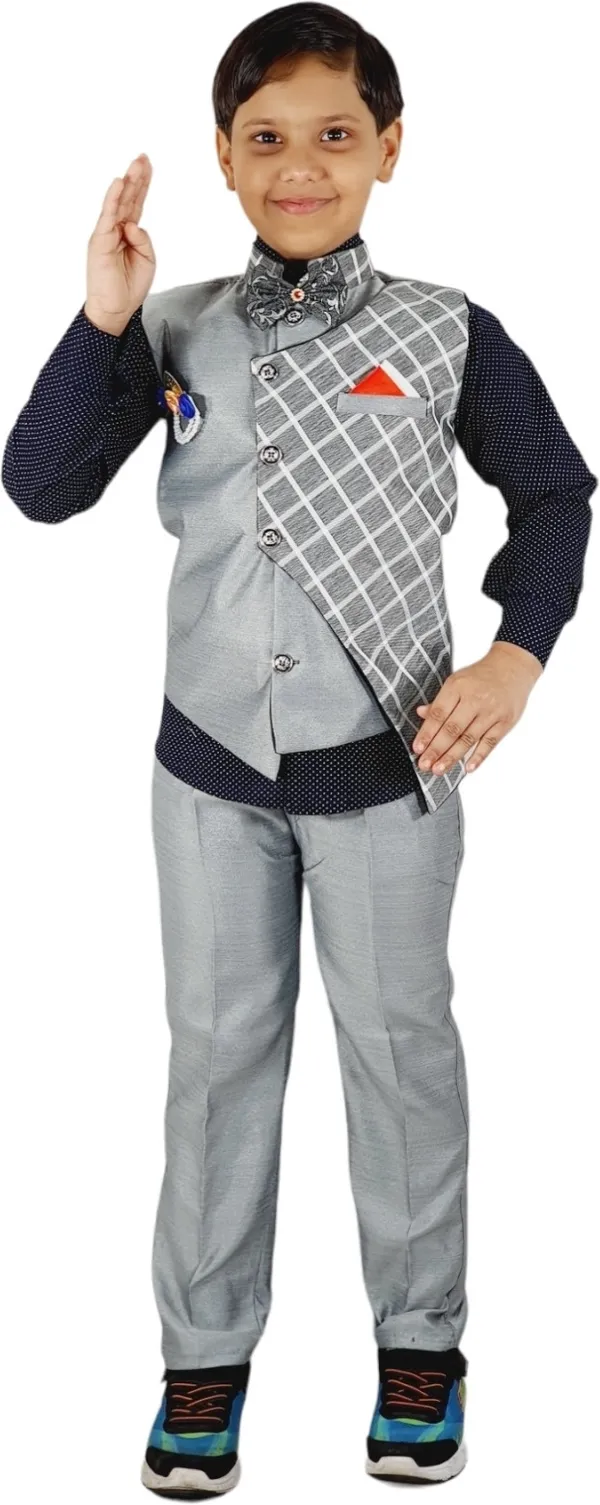 Silver_Cotton_Blazer_Shirt_Trouser_Set_For_Kids