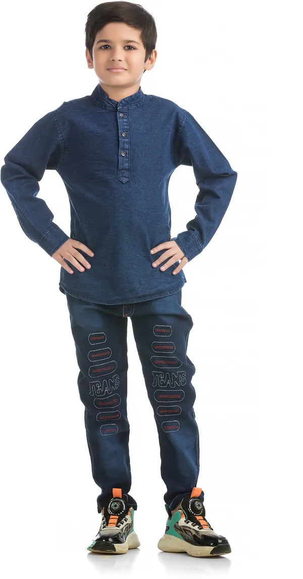 Blue_Denim_Kurta_Jeans_Combo_For_Kids