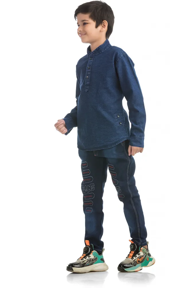 Blue_Denim_Kurta_Jeans_Combo_For_Kids