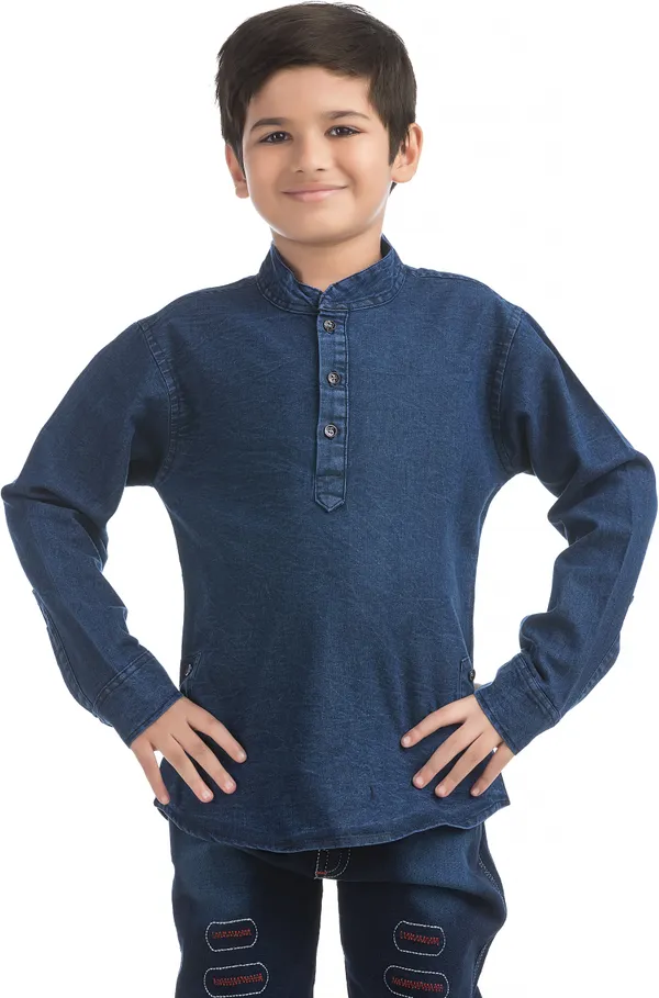 Blue_Denim_Kurta_Jeans_Combo_For_Kids