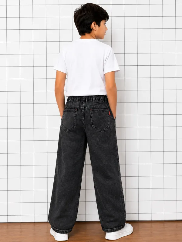 Boys_Black_Baggy_Fit_Denim_Jeans_|_Korean_Style_Loose_Fit_Elastic_Waist_Drawstring_Full_Length_Casual_Denim_Pants