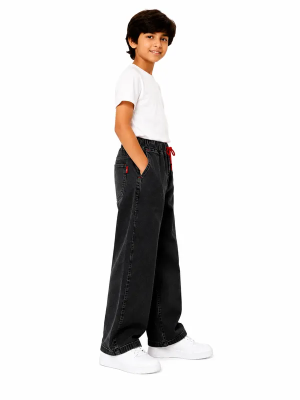 Boys_Black_Baggy_Fit_Denim_Jeans_|_Korean_Style_Loose_Fit_Elastic_Waist_Drawstring_Full_Length_Casual_Denim_Pants