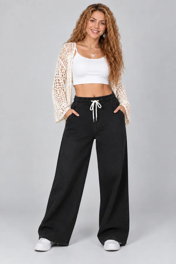Women’s_Black_Wide-Leg_Baggy_Jeans_|_Elastic_Waist_Drawstring_|_Loose_Fit_Casual_Denim_Pants