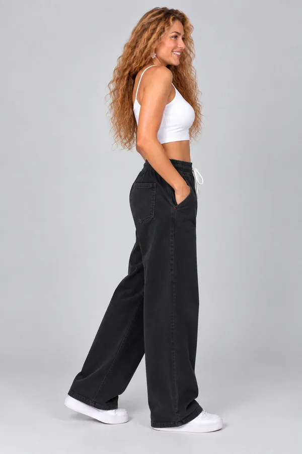 Women’s_Black_Wide-Leg_Baggy_Jeans_|_Elastic_Waist_Drawstring_|_Loose_Fit_Casual_Denim_Pants