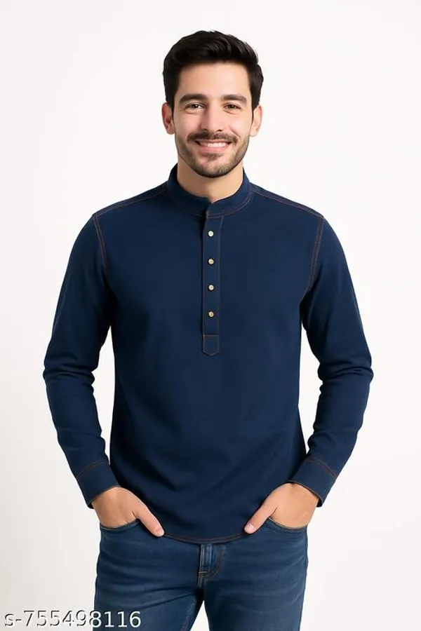 Blue_Cotton_Kurta_For_Men