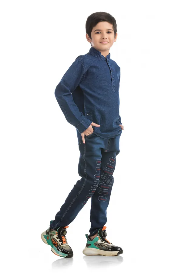 Blue_Denim_Kurta_Jeans_Combo_For_Kids