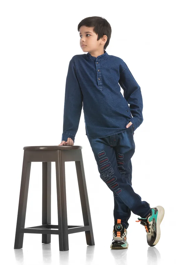 Blue_Denim_Kurta_Jeans_Combo_For_Kids
