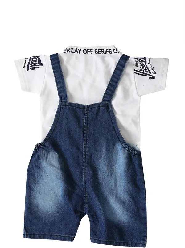 White_Denim_Printed_Casual_Dungaree_For_Boys_&_Girls