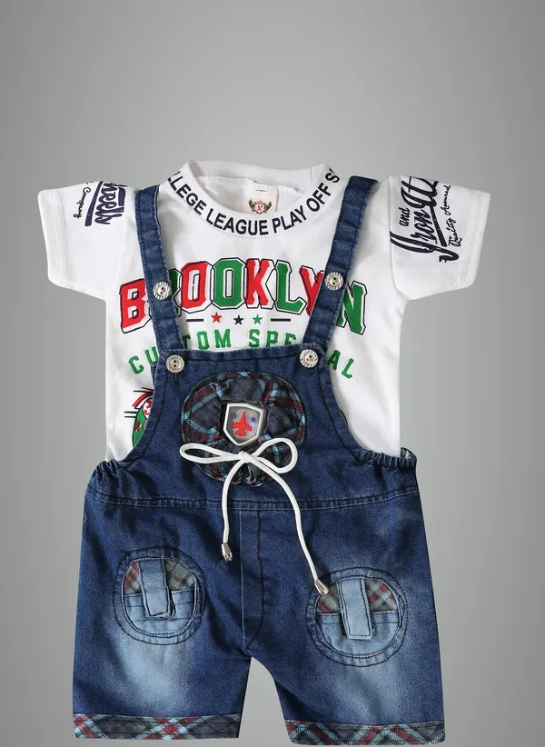 White_Denim_Printed_Casual_Dungaree_For_Boys_&_Girls