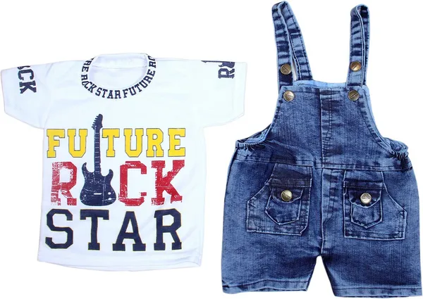 White_Cotton_Blend_Printed_Casual_Dungaree_For_Boys_&_Girls