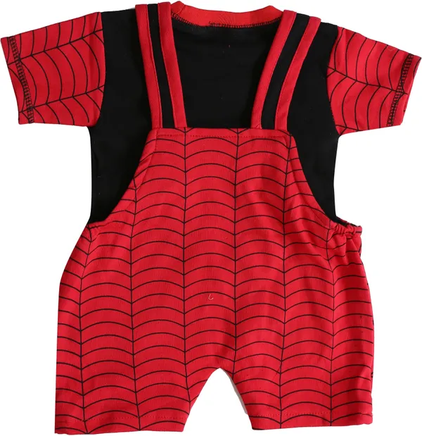Red_Cotton_Blend_Printed_Casual_Dungaree_For_Boys_&_Girls