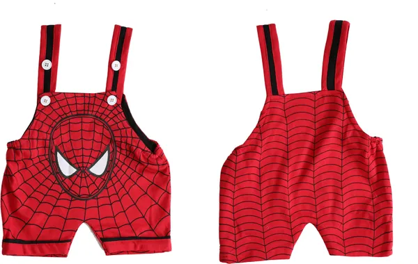 Red_Cotton_Blend_Printed_Casual_Dungaree_For_Boys_&_Girls