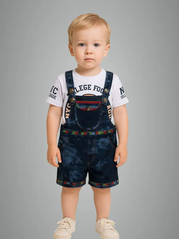 White_Denim_Printed_Casual_Dungaree_For_Boys