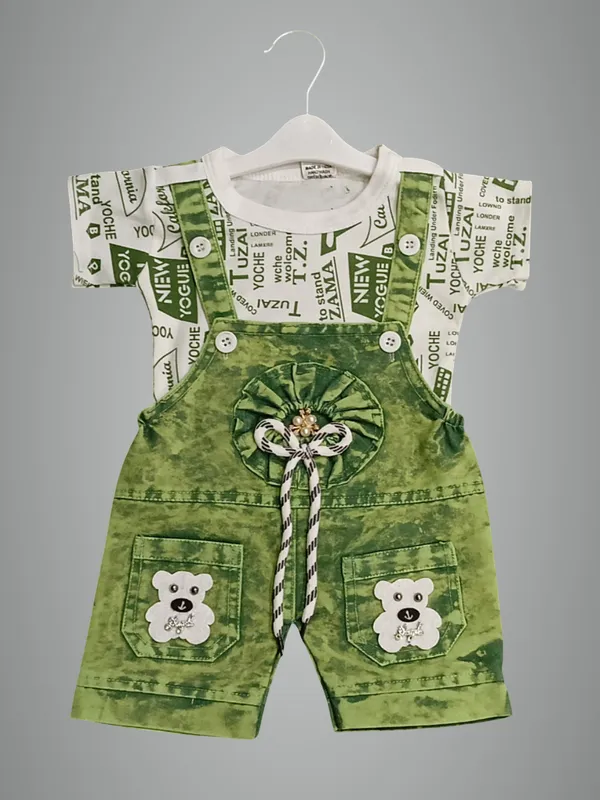 Green_Denim_Printed_Dungaree_For_Baby_Boys_&_Baby_Girls