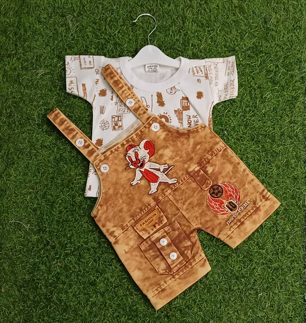 Beige_Denim_Printed_Dungaree_For_Baby_Boys_&_Baby_Girls
