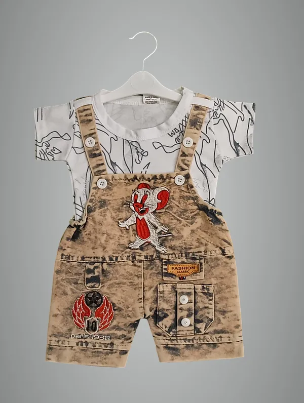 Brown_Denim_Printed_Dungaree_For_Baby_Boys_&_Baby_Girls